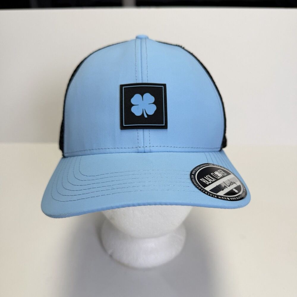 Black Clover Idaho Fitted Mesh Back Adjustable Trucker Hat Blue Live Lucky